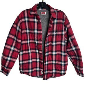 Vintage Wrangler Mens‎ Small Red Plaid Flannel Sherpa Fleece Lined Shirt Shacket